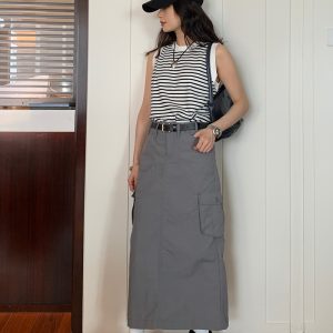 American Retro H-Shaped Pocket Work Skirt - Versatile Mid-Length Skirt for Summer 2023 - Y2K Style
