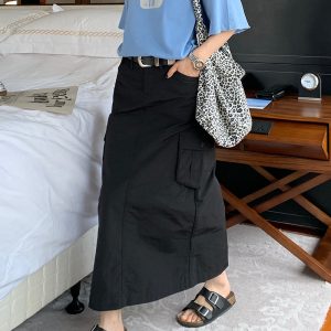 American Retro H-Shaped Pocket Work Skirt - Versatile Mid-Length Skirt for Summer 2023 - Y2K Style