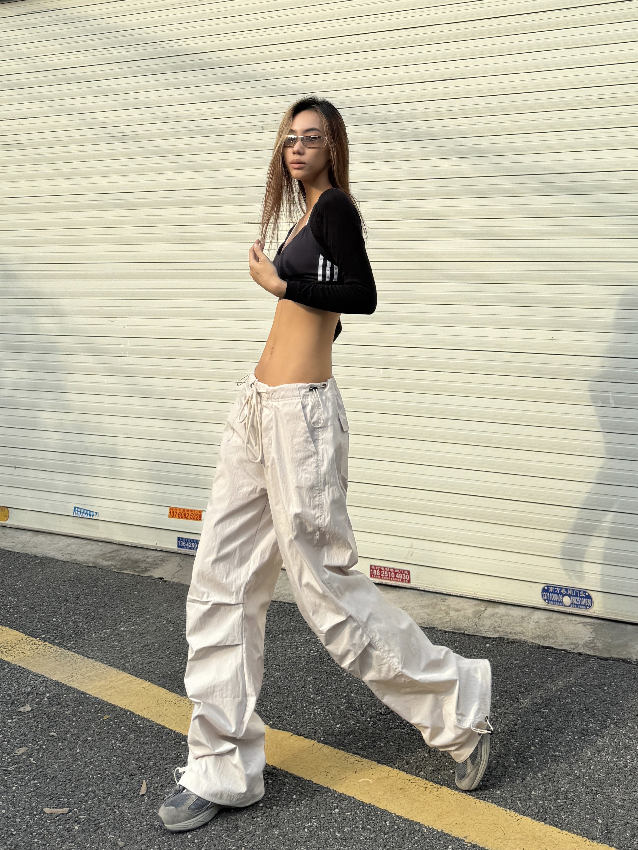 American Retro Hip-Hop Wide-Leg Cargo Pants with Quick-Dry Drawstring - Spicy Heatstroke Style