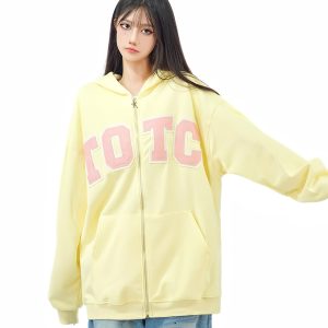 American Retro Patch Leather Embroidered Hoodie Zip-Up Cardigan Jacket - Trendy Autumn Fashion for a Y2K Inspired Look