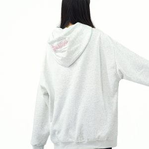 American Retro Patch Leather Embroidered Hoodie Zip-Up Cardigan Jacket - Trendy Autumn Fashion for a Y2K Inspired Look