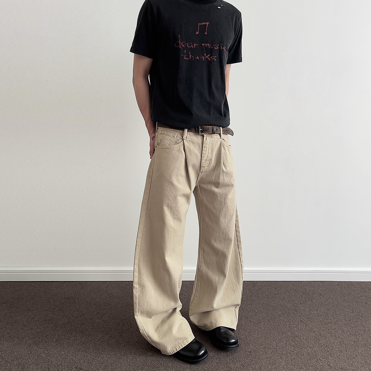 American Retro Pleated Curved Blade Casual Pants - Three-Dimensional Design, Cleanfit Straight Leg, Slightly Flared Y2K Style