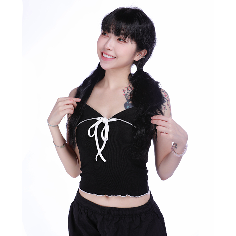 American Retro Spicy Girl Bow Tie Camisole - Women's Summer Sleeveless Top for Y2K and 90s Style