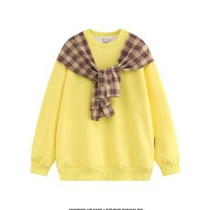 American Style Fleece Shawl Sweatshirt for Men - 2025 Winter Hip-Hop Fake Two-Piece Couple Top, Casual Streetwear Fashion