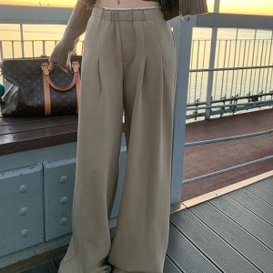 American-Style Patchwork Wide-Leg Pants for Women - Autumn Loose Versatile Floor-Length Casual Sports Trousers