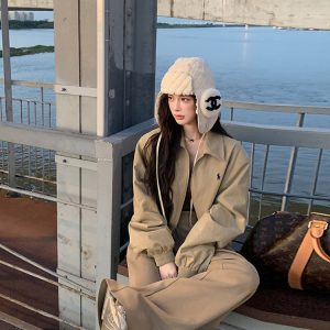 American-Style Patchwork Wide-Leg Pants for Women - Autumn Loose Versatile Floor-Length Casual Sports Trousers