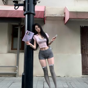 American Style Sexy U-Neck Short Sleeve Camisole Top - 2025 Slim Fit Summer Two-Piece Set for Women