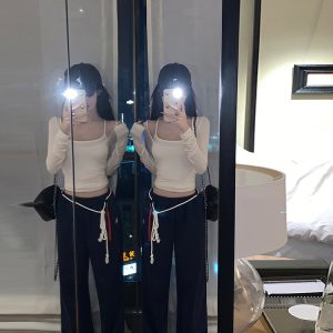 American Vintage Jazz Dance Hip-Hop Sports Pants for Women - Straight Loose Casual Long Wide-Leg Trousers for Y2K Style
