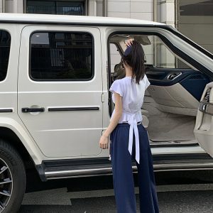 American Vintage Jazz Dance Hip-Hop Sports Pants for Women - Straight Loose Casual Long Wide-Leg Trousers for Y2K Style