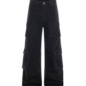 American Vintage Multi-Pocket Wide-Leg Jeans for Women - 2025 Summer Casual Loose Fit Work Pants