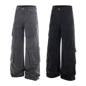 American Vintage Multi-Pocket Wide-Leg Jeans for Women - 2025 Summer Casual Loose Fit Work Pants