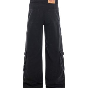 American Vintage Multi-Pocket Wide-Leg Jeans for Women - 2025 Summer Casual Loose Fit Work Pants