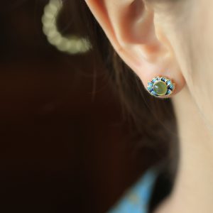 Ancient Style Retro Lotus Hetian Jade Pure Silver Earrings for Women, High-Quality Enamel Design, Elegant Fashion Jewelry