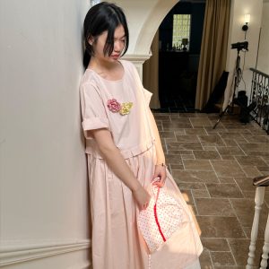 Apple Green Short Sleeve Dress with Split Design - Peony Mustard Floral Loose Shirt Dress, Y2K Style
