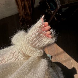 Apricot Loose Cardigan Sweater Coat for Women - Slim Fit Thin Knitted Top in Lazy Style, Perfect for 90s and Y2K Fashion Lovers