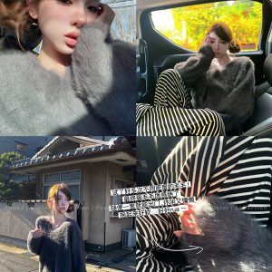 Artistic High Honey Lazy Style Loose Pullover Sweater for Women - Imitation Mink Fur Plush Knit Top