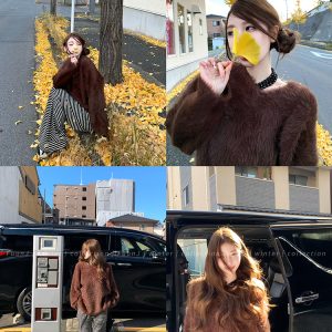 Artistic High Honey Lazy Style Loose Pullover Sweater for Women - Imitation Mink Fur Plush Knit Top