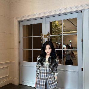 Autumn Blue-Gray Plaid Shirt - Youthful Campus Style, Vintage-Inspired, Perfect for 90s and Y2K Fashion Trends