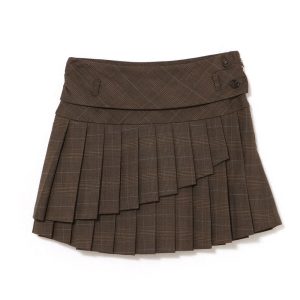 Autumn Winter 2024 Women's Sweet Versatile Plaid Pleated Layered A-Line Short Skirt - Japanese Style Fashion