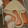 Autumn Winter Knitted Wool Hat for Women, Warm Pom-Pom Beanie, Versatile Face-Shaping Lei Feng Style, Cozy Ear Protection