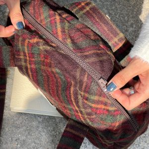 Autumn Winter Plaid Boston Bag - Large Capacity Versatile Textured Shoulder Bag for Everyday and Travel Style