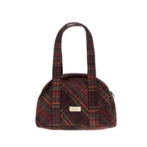 Autumn Winter Plaid Boston Bag - Large Capacity Versatile Textured Shoulder Bag for Everyday and Travel Style