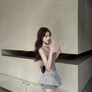 Backless Floral Puff Skirt Jumpsuit for Women - American Style Summer Camisole with Ballet-Inspired Design