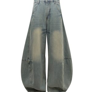 Baggy American Denim Pants for Summer 2025 - Loose Fit Curved Design, Lightweight Style, Trendy Casual Look
