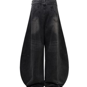 Baggy American Denim Pants for Summer 2025 - Loose Fit Curved Design, Lightweight Style, Trendy Casual Look