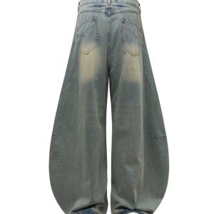 Baggy American Denim Pants for Summer 2025 - Loose Fit Curved Design, Lightweight Style, Trendy Casual Look