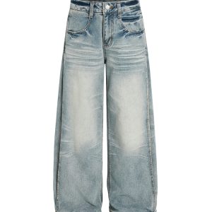 Baggy Jeans for Men, Wide-Leg Loose Distressed Vintage Casual Pants, American Style, Trendy Retro Fashion