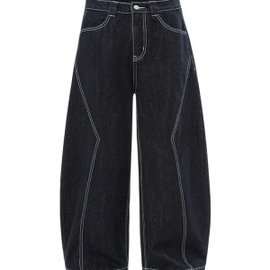 Baggy Style American Denim Wide-Leg Pants - Trendy Three-Dimensional Design for a Casual 90s Look