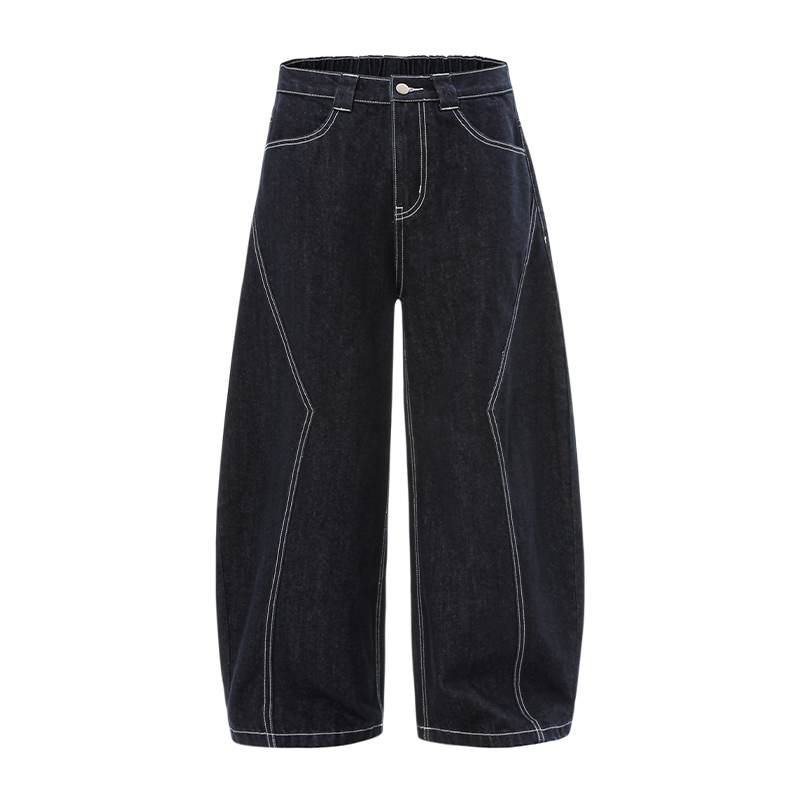 Baggy Style American Denim Wide-Leg Pants - Trendy Three-Dimensional Design for a Casual 90s Look