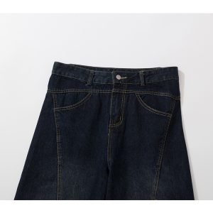 Baggy Washed Blue Vintage Wide-Leg Jeans - Summer 2025 Curved Knife Pants for 90s Y2K Style