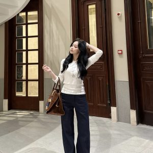 Baggy Work Pants for Women | 100% Cotton Straight-Leg Wide-Leg Trousers | Flattering Fit in Two Colors | Y2K Style