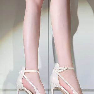 Beige Pointed Toe High Heels for Women - 2024 One-Strap Thin Heel Work Shoes, Versatile Soft Leather Elegant Footwear