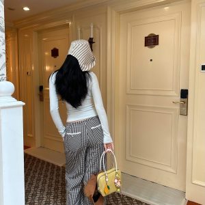 Black and White Checkered Long Pants & Shorts - Rustic Cute Style, 100% Organic Cotton, Fairy Tale Inspired, Eco-Friendly Fashion