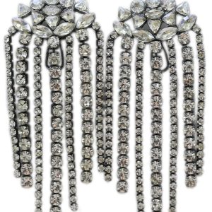 Black Gemstone Chain Tassel Earrings - Luxury Zircon Drop Earrings - Trendy Dominant Ear Accessories for Elegant Style