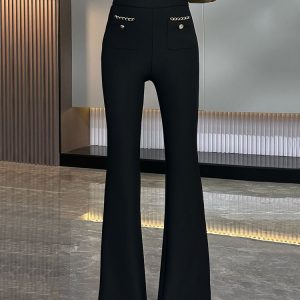 Black High-Waisted Slimming Straight-Leg Pants for Women - 2025 Summer Trend, Versatile Casual Wide-Leg Trousers