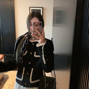Black Lace Patchwork Chanel-Style Jacket for Women - Nanyang Heiress Collection, Elegant Layering Piece, Chic Fashion Statement