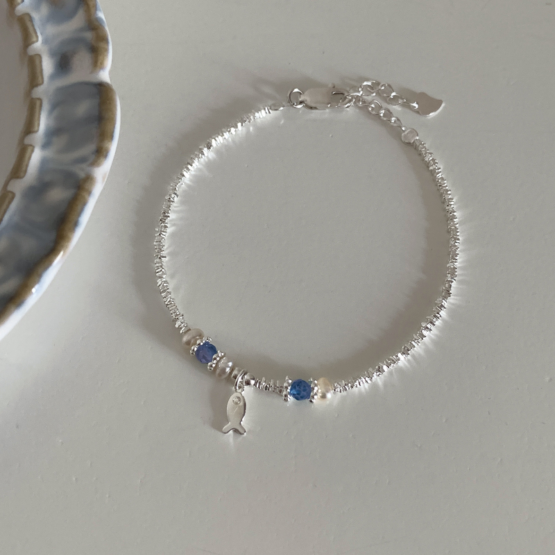 Blue Crystal Summer Dopamine Bracelet for Women - Light Luxury Design, Sweet & Cute Versatile Accessory