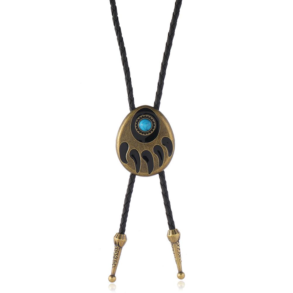 Bohemian Turquoise Pendant Polo Tie Clip - Adjustable Long Cross-border Style for Unique Fashion Statement