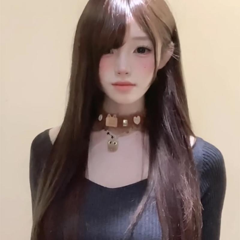 Brown Plush Cat Choker Necklace for Girls - Cute Clavicle Chain Trendy Sweater Accessory