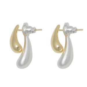 Brushed Contrast Color Water Drop Earrings for Women, S925 Silver Needle Niche Design Ear Studs