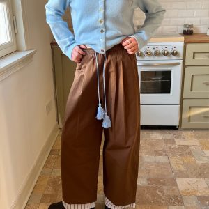 Bulin Magazine Tassel Spliced Casual Wide-Leg Pants - Versatile Loose Fit Trousers for Effortless Style