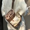 Butter Brown Plush Splicing Crossbody Tote Bag - Large Capacity Canvas Bag for Autumn Winter Style