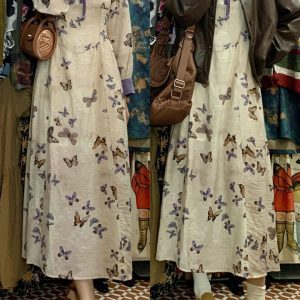 Butterfly Print Long Sleeve Dress for Women - Slim Fit Mid-Length 2023 Autumn Style, Chic and Stunning Design
