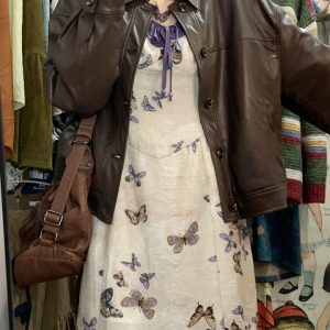 Butterfly Print Long Sleeve Dress for Women - Slim Fit Mid-Length 2023 Autumn Style, Chic and Stunning Design