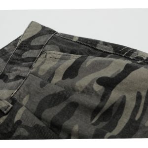 Camouflage Loose Cargo Shorts for Men | Summer Three-Quarter Pants with Multiple Pockets | Outdoor Mountain Series Style