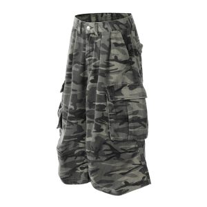 Camouflage Loose Cargo Shorts for Men | Summer Three-Quarter Pants with Multiple Pockets | Outdoor Mountain Series Style